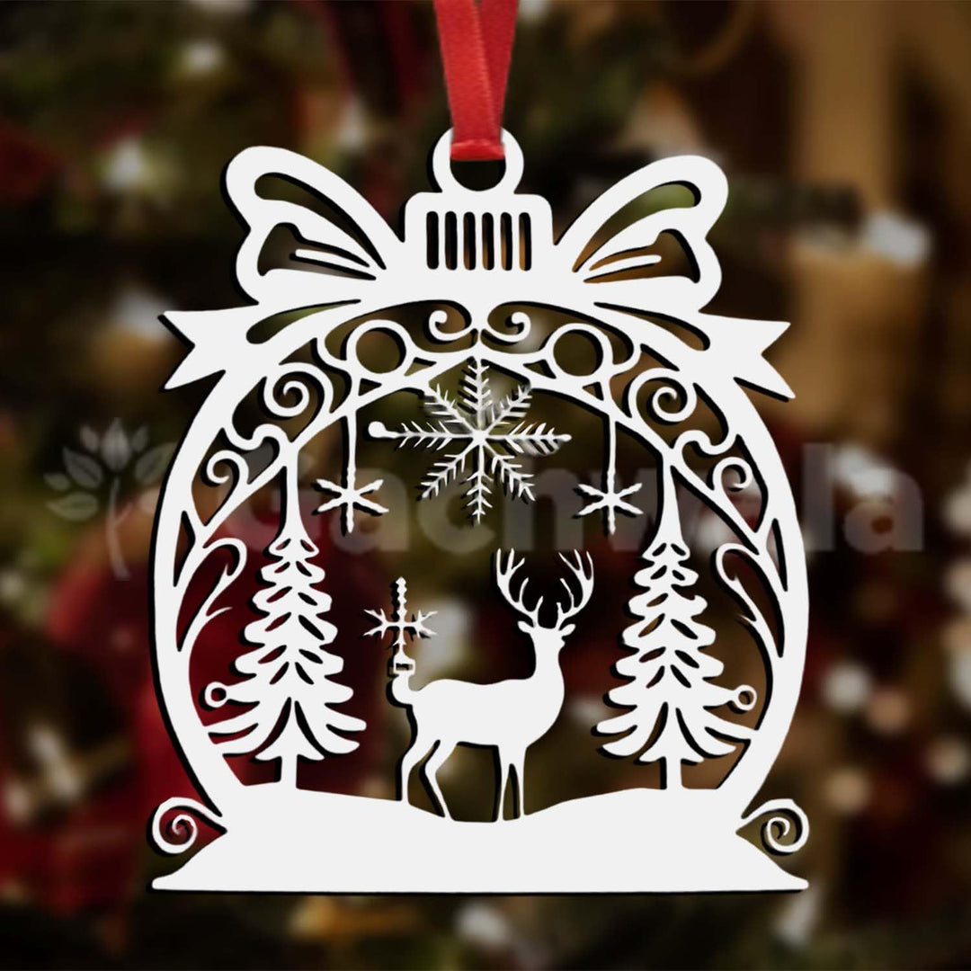 30 Pcs Wooden Christmas Hanging – Santa, Reindeer, Tree &amp; Snowflake Cutouts for Christmas Tree, Door &amp; Home Décor &amp; Gift Items – Xmas Decoration Items &amp; Craft Hangings for Home &amp; Office (White)