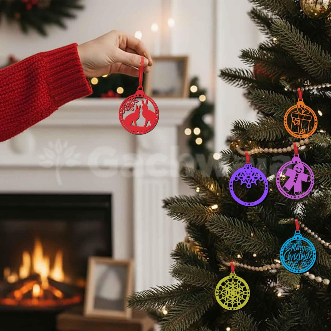 Set of 15 Raw Wooden Christmas Décor Pieces (Without Base) | Snowflake, Gingerbread, Bell, Candy Cane &amp; Christmas Charm Ornaments | Handcrafted Hanging &amp; Tree Decoration for Home &amp; Church