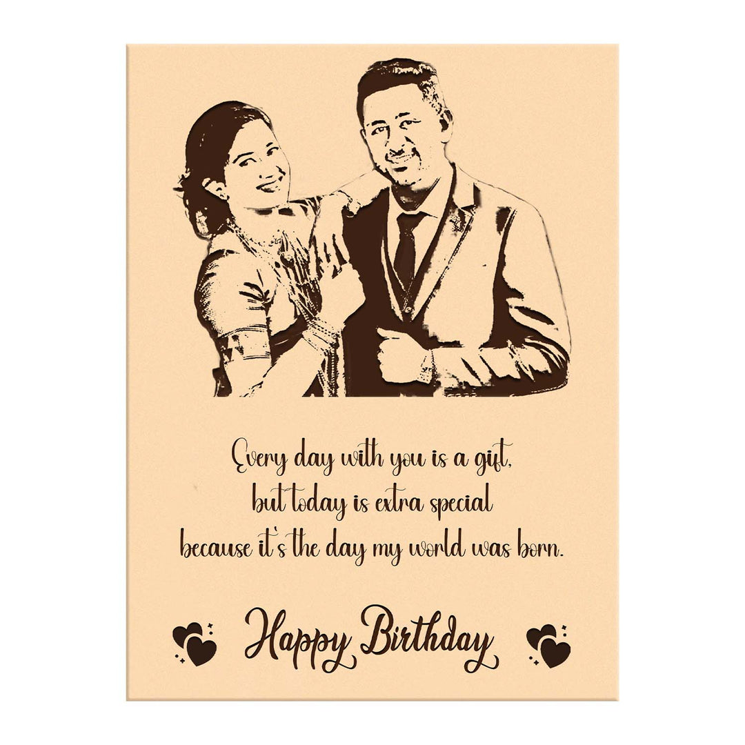 Personalized Wooden Photo Frame for Couple – Engraved Birthday Gift for Husband or Wife | Custom Photo Frame with Name, Message &amp; Picture | Romantic Wooden Frame for Couples