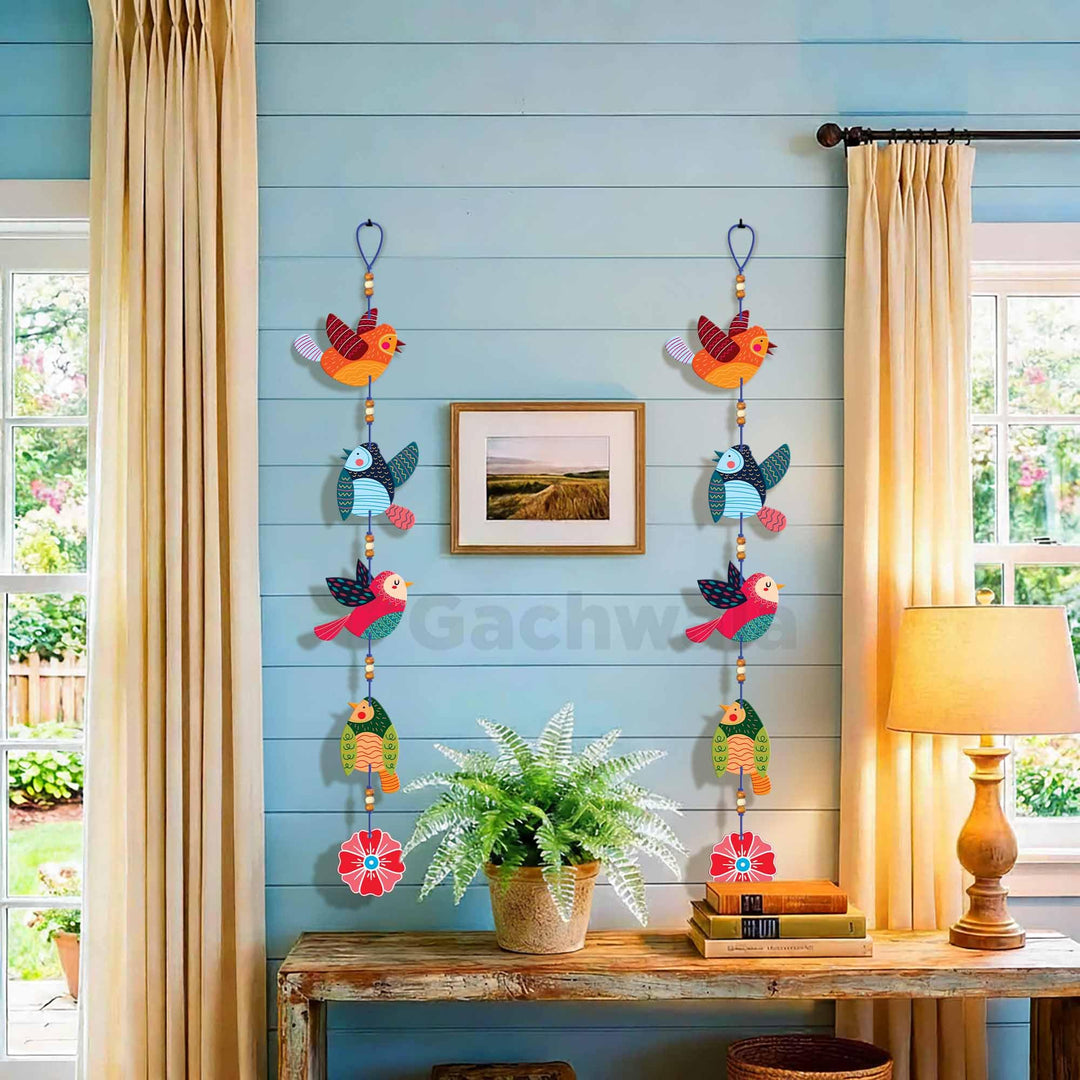 Handcrafted Colorful Bird Wall Hanging for Living Room &amp; Entrance | Wooden Hanging Decoration for Home, Balcony &amp; Diwali Décor | Decorative Wall Decor Gift Item (Design 4)