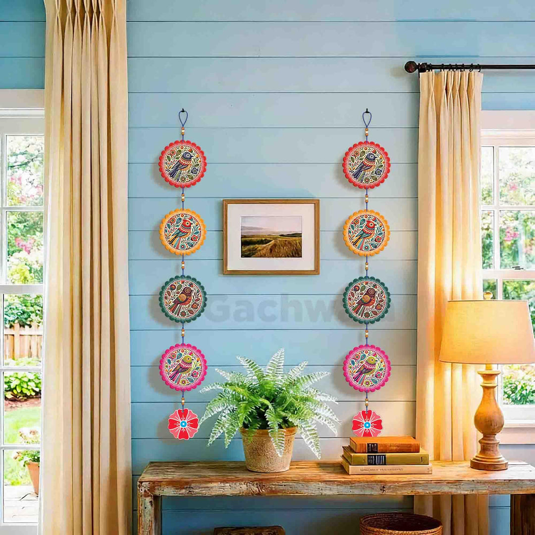 Handcrafted Colorful Bird Wall Hanging for Living Room &amp; Entrance | Wooden Hanging Decoration for Home, Balcony &amp; Diwali Décor | Decorative Wall Decor Gift Item (Design 3)
