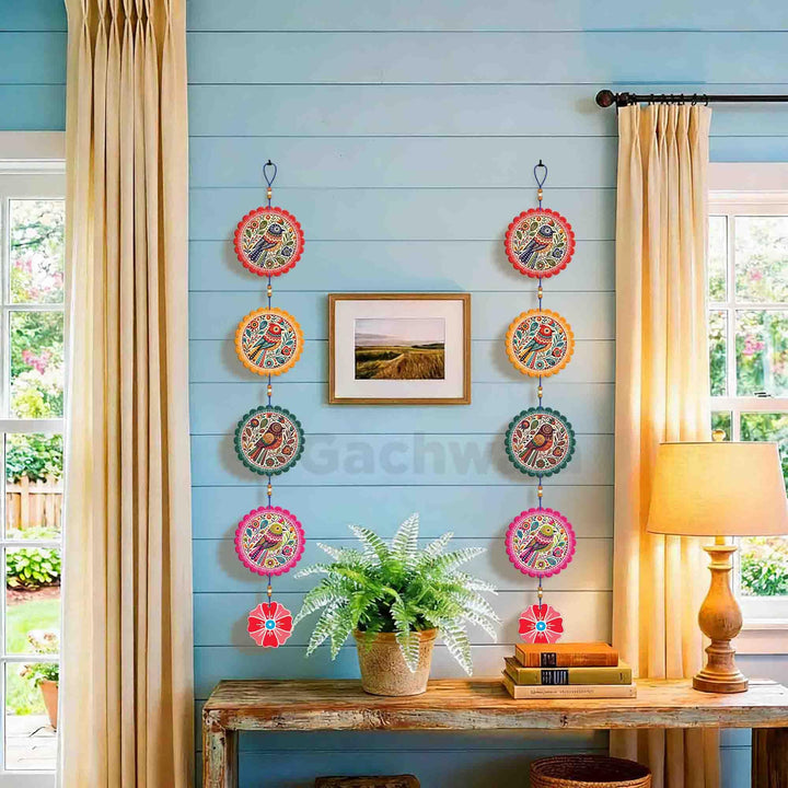 Handcrafted Colorful Bird Wall Hanging for Living Room &amp; Entrance | Wooden Hanging Decoration for Home, Balcony &amp; Diwali Décor | Decorative Wall Decor Gift Item (Design 3)
