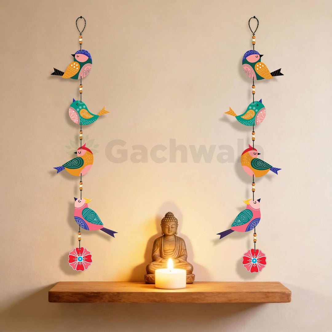 Handcrafted Colorful Bird Wall Hanging for Living Room &amp; Entrance | Wooden Hanging Decoration for Home, Balcony &amp; Diwali Décor | Decorative Wall Decor Gift Item (Design 5)