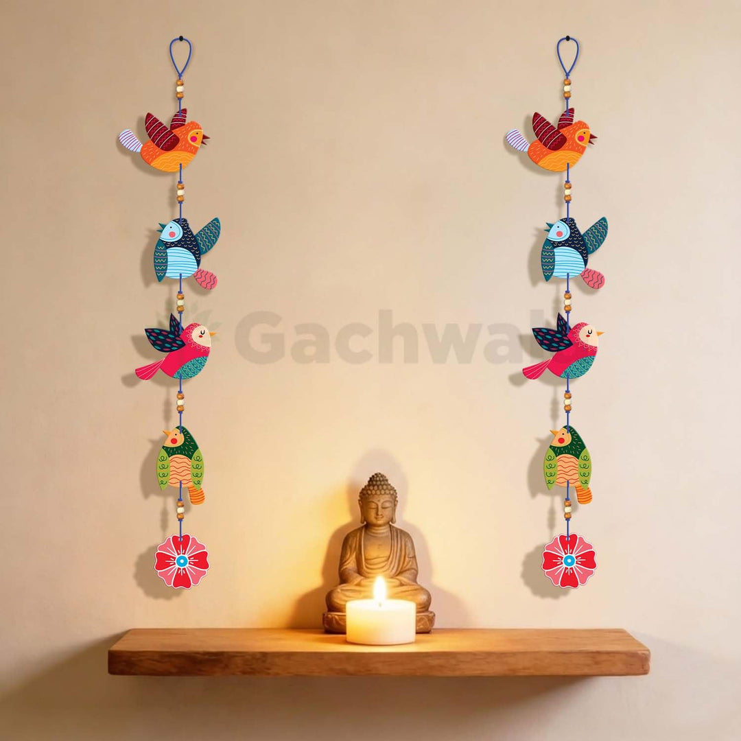 Handcrafted Colorful Bird Wall Hanging for Living Room &amp; Entrance | Wooden Hanging Decoration for Home, Balcony &amp; Diwali Décor | Decorative Wall Decor Gift Item (Design 4)