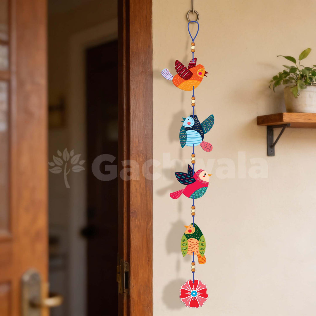 Handcrafted Colorful Bird Wall Hanging for Living Room &amp; Entrance | Wooden Hanging Decoration for Home, Balcony &amp; Diwali Décor | Decorative Wall Decor Gift Item (Design 4)