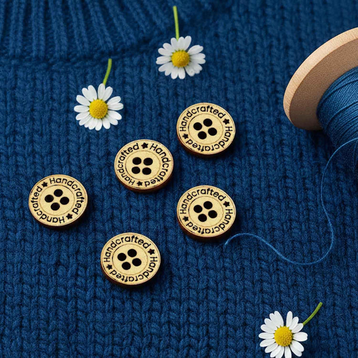 50 Pieces Wooden Buttons for Clothes | Natural Round Wooden Shirt Buttons for Men &amp; Women | Ideal for Kurtas, Kurtis, Sewing, Crafts &amp; Embroidery (Design 8)