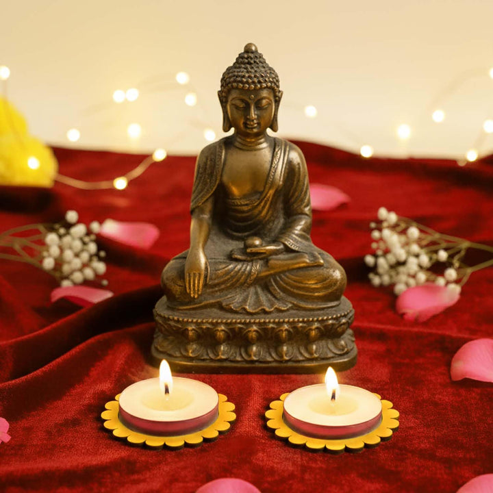 Wooden Floral Tea Light Candle Holders &amp; Decorative Diya Stands – Set of 10 | Premium Wooden Tealight Holders for Diwali, Christmas, Puja, Home &amp; Party Decoration