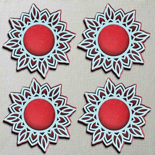Wooden Floral Tea Light Candle Holders &amp; Diya Stands | Decorative Candle Holders for Diwali, Christmas &amp; Festive Home Decor