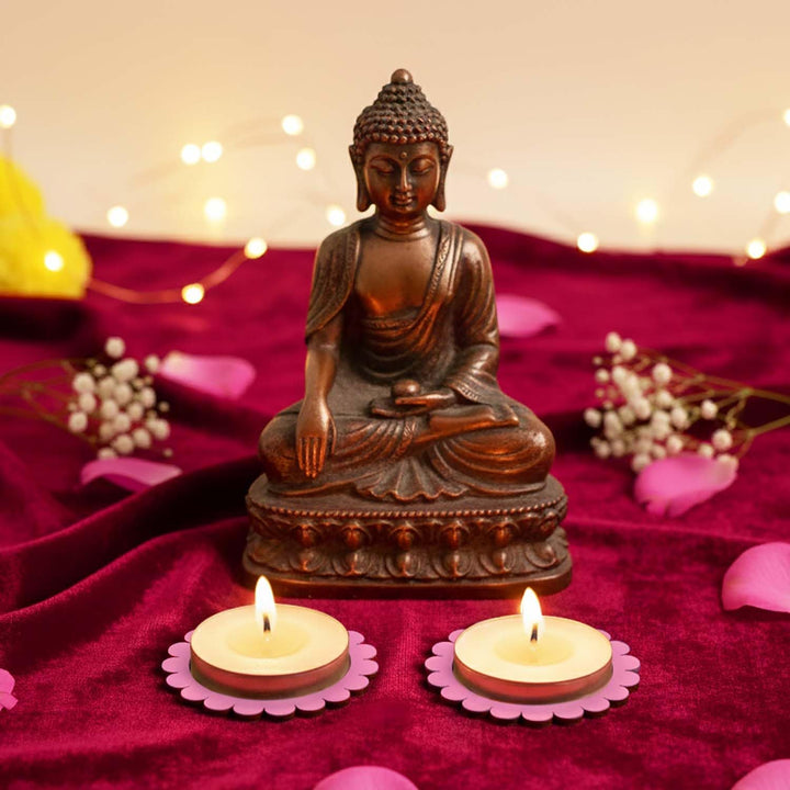 Wooden Floral Tea Light Candle Holders &amp; Decorative Diya Stands – Set of 10 | Premium Wooden Tealight Holders for Diwali, Christmas, Puja, Home &amp; Party Decoration