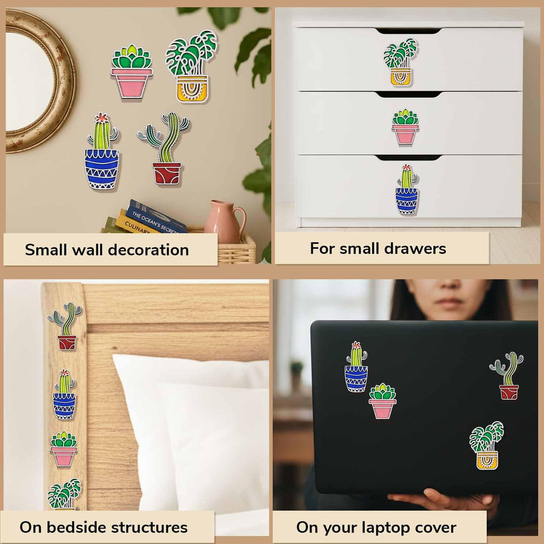 3D Wooden All Plants Mix Sticky Wall Art Pack of 5 | Handcrafted Decorative Signs &amp; Plaques for Living Room, Bedroom, Dining Room, Drawing Room &amp; Office Decor