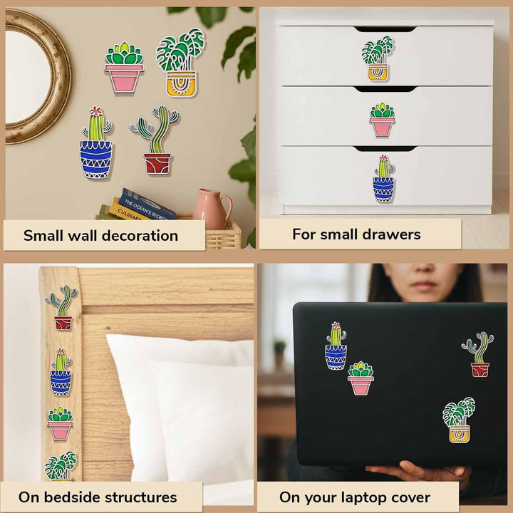 3D Wooden All Plants Mix Sticky Wall Art Pack of 5 | Handcrafted Decorative Signs &amp; Plaques for Living Room, Bedroom, Dining Room, Drawing Room &amp; Office Decor