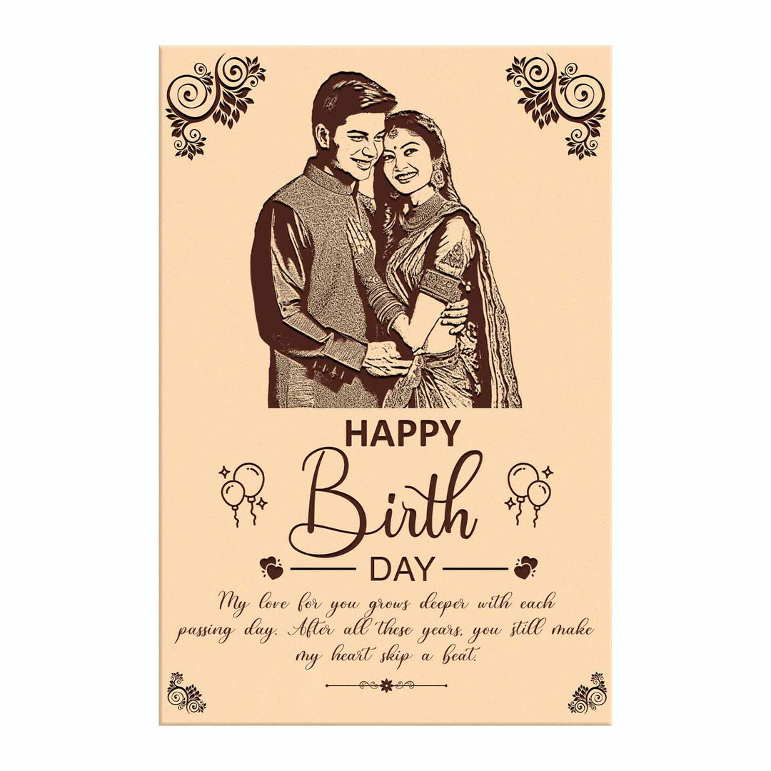 Custom Engraved Wooden Photo Frame for Birthday – Personalized Gift for Couple, Husband or Wife | Customized Name, Date &amp; Message | Wooden Frame with Photo