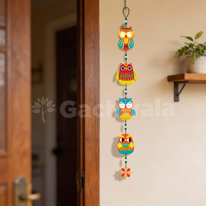 Handcrafted Wooden Owl Wall Hanging for Home &amp; Entrance | Multicolor Decorative Hanging for Living Room, Balcony, Door &amp; Festive Décor (Gyan Raksha)