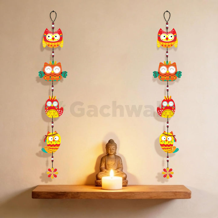 Handcrafted Wooden Owl Wall Hanging for Home &amp; Entrance | Multicolor Decorative Hanging for Living Room, Balcony, Door &amp; Festive Décor (Laxmi Drishti)