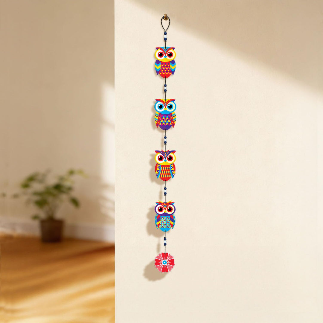 Handcrafted Wooden Owl Wall Hanging for Home &amp; Entrance | Multicolor Decorative Hanging for Living Room, Balcony, Door &amp; Festive Décor (Evil Eye)