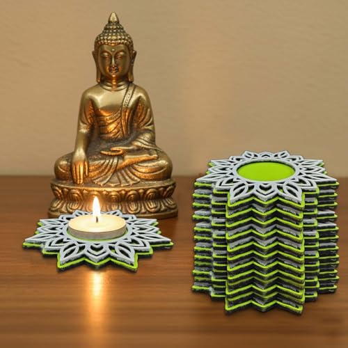 Wooden Floral Tea Light Candle Holders &amp; Diya Stands | Decorative Candle Holders for Diwali, Christmas &amp; Festive Home Decor