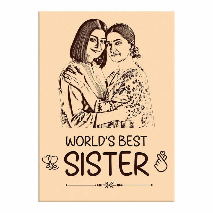 Personalized Wooden Photo Frame for Sister – Custom Engraved Birthday Gift, Rakhi Gift, or Memory Keepsake | Wooden Frame with Photo, Name &amp; Message