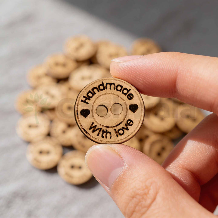 50 Pieces Wooden Buttons for Clothes | Natural Round Wooden Shirt Buttons for Men &amp; Women | Ideal for Kurtas, Kurtis, Sewing, Crafts &amp; Embroidery (Design 9)