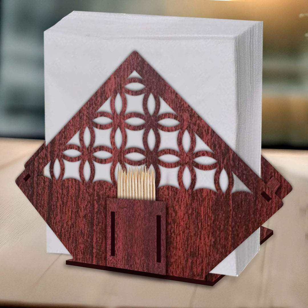 Wooden Tissue Paper Holder for Table – Compact Napkin Organizer for Dining Table, Kitchen Counters &amp; Office Use | Stylish Tissue Holder with Minimal Design