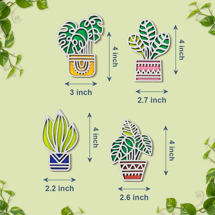 3D Wooden Colorful Tropical_1 Leaf Sticky Wall Decor Pack of 4 | Artistic Decorative Plant Shape Wall Pieces for Living Room, Bedroom, Dining Room &amp; Office | Exotic Botanical Home Decoration Set